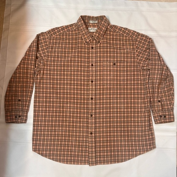 Orvis Corduroy Button Down Shirt LS Sz XL EUC Cotton Brown‎ Burnt Orange - Picture 1 of 11